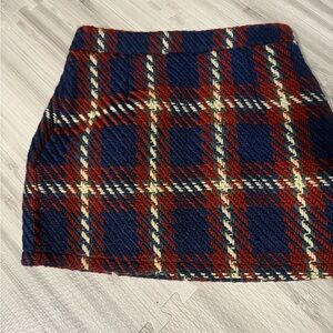 Plaid Navy and Red Women's Skirt